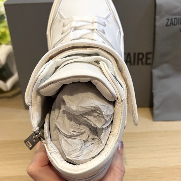 Zadig & Voltaire White Leather Sneakers SZ 39/8 - Picture 7 of 10